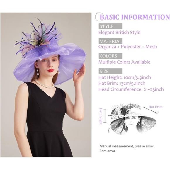 Women's Kentucky Derby Church Dress Hat 05 Lightpurple - Picture 2 of 7